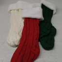 XIMISHOP 6PACK Christmas Stockings,18Inches Large Cable Knitted Stocking Personalized Xmas Hanging Stocking Decorations with Name Tags for Holiday Christmas Party Family Decor(Green Red White