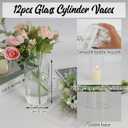 12pcs Glass Cylinder Vases for Centerpieces, Floating Glass Candle Holder for Dinner Table 6 Inch Tall Clear Flower Vases for Wedding Decoration, Birthday Party, Home, Holiday