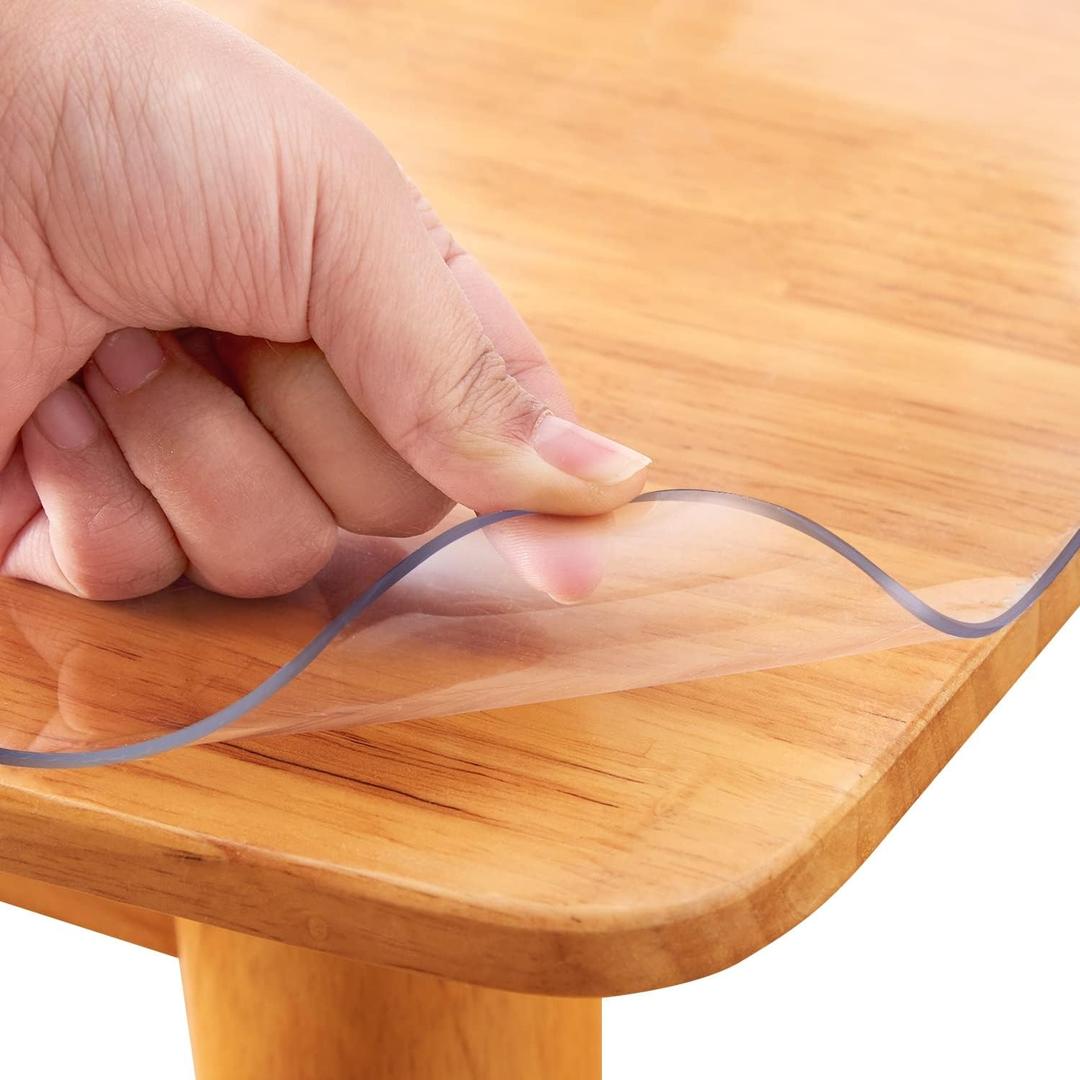 42x84 Inch Clear Plastic Dining Table Protector Tablecloth Desktop Pad Mat Wooden Furniture Coffee Glass End Side Dinner Table Cloth Top Protection Countertop Cover Waterproof Wipeable PVC Vinyl