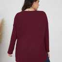 KARALIN Womens Plus Size Tops Fall CrewNeck Waffle Knit Long Sleeve Shirts Side Slits Oversized Sweater Pullover (XXL)