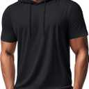 MAGCOMSEN Men's Short Sleeve Hoodie Workout Gym Athletic Cotton Lightweight Hooded T Shirts Sweatshirt (XX-Large, Black)
