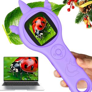Kids Microscope, Microscope for Kids, Mini Digital Microscope for Kids Educational Science Toys, Christmas Birthday Gifts for Age 8 Girls&Boys (Purple)