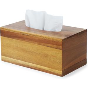 YANGQIHOME Rectangular Tissue Box Cover, Wood Rectangle Tissue Holder for Bathroom, Living Room, Dining Table, Decorative Facial Tissue Box Cover, 9.84" x 5.62" x 4.7"