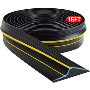 Jin&Bao Universal Garage Door Bottom Seal Strip,Weatherproof Rubber DIY Weather Stripping Replacement, 16FT Length, Black (Yellow)