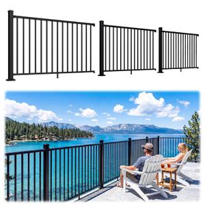 Egadis 3 Pack 42 in x 6 ft Modular Aluminum Porch and Deck Railing Kit | Pioneer in Modular Aluminum Railing Kit, ASTM Certified, Textured AAMA2604 Finish for Deck, Porch & Balcony (3 Post, 3 Panel)