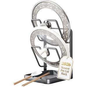 Pot Lid Organizer Holder While Cooking Kitchen Storage Rack Countertop for Inside Cabinet Spoon and Cover Pans Rest with Pan Big Crockpot over the Stove Counter Top Shelf Crock Container