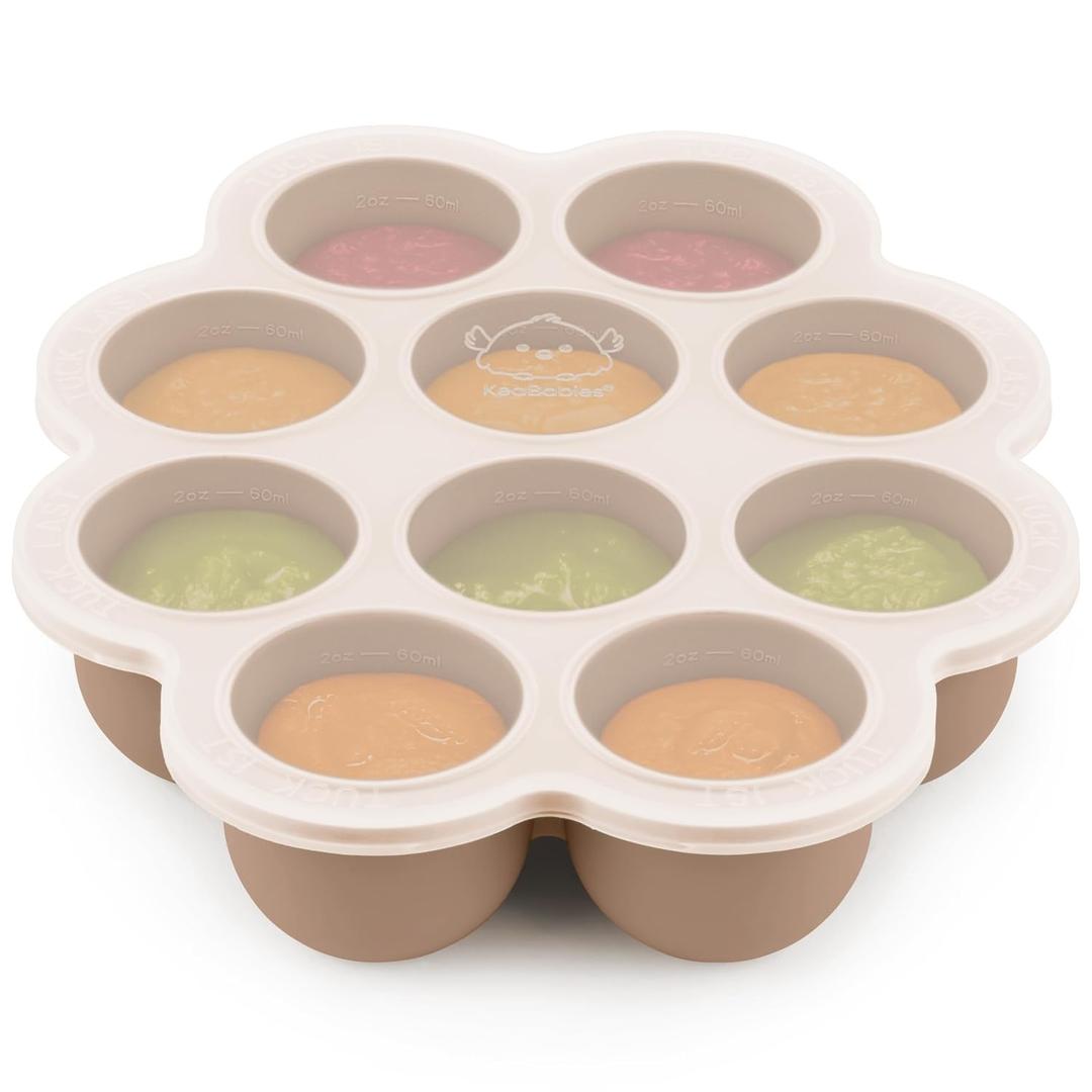 KeaBabies Silicone Food Freezer Trays with Lid, 2oz x 10 Pods Baby Food Storage Containers, Easy Puree Meal Prep, Breast Milk Silicone Freezer Molds, Dishwasher, Microwave Safe, BPAFree Tray (Dusk)