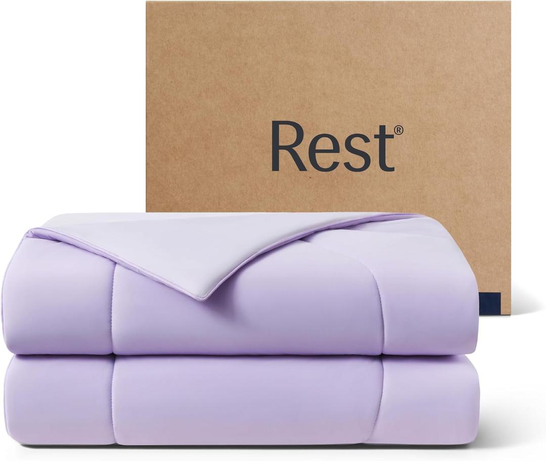 REST Evercool Cooling Comforter, King/Cali King, Blanket for Hot Sleepers, All Season Bedding to Keep Cool for Night Sweats, Breathable Lightweight Blanket, 106x90 Inches, Lavender Breeze