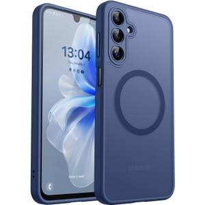 CANSHN Designed for Samsung Galaxy A16-5G Case [Full Camera Protection] [Compatible with Magsafe] Translucent Matte Back Protective Phone Cover, Deep Blue