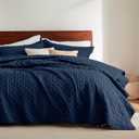 Bedsure Quilts Queen Size - Lightweight Bedspreads Queen Size with Basket Weave Pattern, Soft Quilt Bedding Set, Navy Comforter Set Coverlet for All Seasons with 2 Pillow Shams (90" x 96") | Skin-Friendly Soft, All-Season Comfort, Breathable, Lightweight, Machine Washable