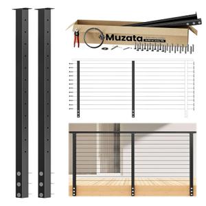 Muzata 4-8ft Side Mount Modular Cable Railing Kit for Decks 42 Inch RW23