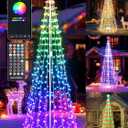 Flacchi 8.8 FT Smart Christmas Tree Lights - Star Tree Topper with Removable Bracket, App Control, Sync with Music, Waterfall Colored Lights for Indoor Outdoor Xmas Decorations (8.8FT/ String Lights)