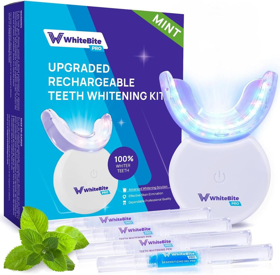 Whitebite Pro Teeth Whitening Kit for Sensitive Teeth  LED Light + 35% Carbamide Peroxide Gel + Remineralizing Gel | Premiuml-Grade Results at Home Whitebite Pro Teeth Whitening Kit for Sensitive Teeth  LED Light + 35% Carbamide Peroxide Gel + Remineralizing Gel | Premiuml-Grade Results at Home