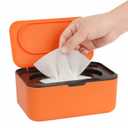 Wipes Dispenser, Wipe Holder for Baby & Adult, Seposeve Refillable Wipe Container, Keeps Wipes Fresh, One-Handed Operation. Non-Slip, Easy Open/Close Wipes Pouch Case, Orange