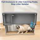 Ixaro XXL Enclosed Stainless Steel Litter Box with Lid, High Sided Metal Litter Pan Large with Litter Catch Step & Walkway Entry,Top Filter Holds Activated Carbon, Dual Odor Control,Easy Clean,Gray