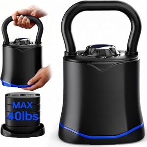 Adjustable Kettlebell6-in-1 Quick Change Adjustable Kettlebell Set (6.5-40 LBS) for Home Gym - Space-Saving Design with Scratch-Resistant Rubber Base to Protect Floors, Two-Way Rotating Handle for Full Body Workouts