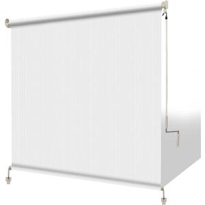Shade&Beyond Outdoor Roller Shades with Splicing Design, 8' W x 8' H Cordless Patio Roll Up Blinds, Exterior Shade Cloth Roll for Porch, Gazebo, Pergola, Balcony, White, 96"W x 96"H