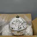 AuldHome Design Farmhouse Ball Ornaments (Set of 6, White); Distressed Metal Glass Ball Vintage Style Christmas Decorations