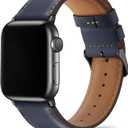 Tasikar Bands Compatible with Apple Watch Band 42mm (Series11/10) 41mm 40mm 38mm Men Genuine Leather Replacement Bands Compatible with Apple Watch SE Series 11 10 9 8 7 6 5 4 3, Deep Blue