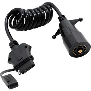 7 Pin to 5 Pin Trailer Light Adapter 7 Way Blade to 5 Way Flat Trailer Plug Adapter, 7 Way to 5 Way Trailer Coiled Wiring Adapter Trailer Connectors for RV Truck 5 FT(60 inches)