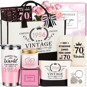 70th Birthday Gifts for Women, Vintage 1956 Happy 70th Birthday Gifts Basket for Women Unique Gift Ideas for 70 Year Old Female, Mom, Wife, Grandma, Sister, Funny Bthday Gift Turning 70 Year Old