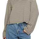 Women Y2k Long Sleeve Fairy Grunge Striped Baggy Tees Shirts 2000s Emo Aesthetic Sweater Crop Tops Streetwear (Large, Yellow)