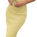 WFHFNJW Women Sexy Twist Knot Front Ribbed Knit Bodycon Bandeau Tube Dress Casual Solid Strapless Maxi Long Dress (Yellow, M)