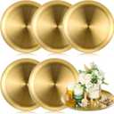 Nuogo 6 Pack Gold Tray Decorative Serving Decorative Gold Jewelry Bar Jewelry Dish Key Bowl Mirror Dresser Vanity Tray Makeup Organizer for Bathroom Candle Perfume Countertop(12 Inch)