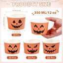 Grencian 120 Pcs Halloween Treat Snack Cups 12 Oz Disposable Pumpkin Ghost Bowls Disposable Paper Cup Orange Black Paper Cup Dessert Bowls Food Tasting Cups for Halloween Party Supplies