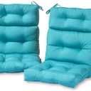 Greendale Home Fashions Outdoor 44 x 22-inch High Back Chair Cushion, Set of 2, Arctic