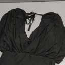 BEAUDRM Women's Wrap Tops Sheer Mesh Dolman Sleeve Tees Cinched Waist Ruched Tie Back Casual Shirts Black Medium