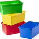 Prextex Toy Plastic Storage Bins - Pack of 4 Containers | Storage Box For Closet Organizers, Classroom Toy Bin, File Organizer, Craft Storage