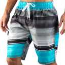 Kanu Surf Men's Flex Swim Trunks (Regular & Extended Sizes) (Medium, Avalon Black/Aqua)
