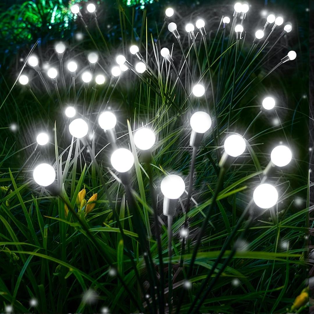 6-Pack Garden Solar Lights, 48 LED Solar Lights Outdoor for Garden Decor, Waterproof Firefly Light Outdoor (Sway by Wind), Swaying Light for Outside Yard Pathway Landscape Decorations (Cool White)