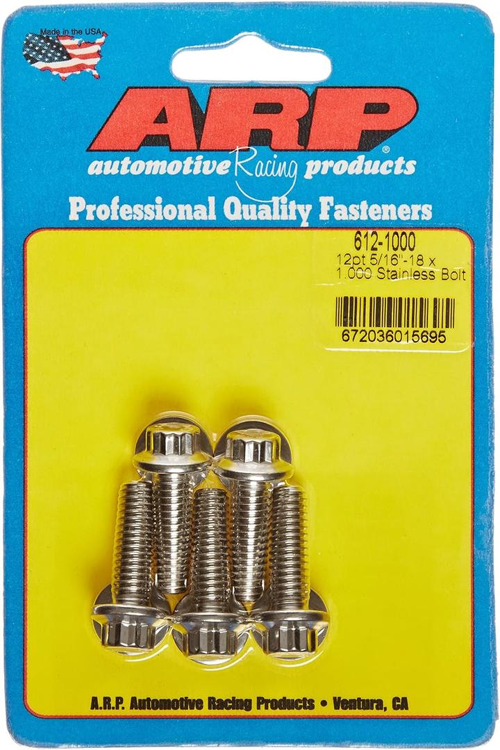 ARP 6121000 Stainless Steel 5/16-18 12-Point Bolts -5 Count
