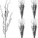 Yunsailing 16 Pcs Christmas Branches for Tree Decor 18 Inch Glitter Bendable Curly Willow Branches Lifelike Artificial Twigs for Vases Faux Tree Stem for Home Party Decoration (Black)