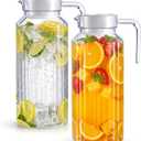 Panitay 2 Pcs 68 Ounces Plastic Pitcher with Lid Clear Acrylic Refrigerator Safe Pitcher Shatter Proof Juice Containers with Lids for Water Milk Sangria Lemonade Cold Drinks