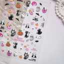 Halloween Nail Art Stickers 5D Embossed Nail Art Decals Self-Adhesive Nail Stickers Pumpkin Face Cat Mummy Spider Web Ghost Nail Decals Nail DIY Supplies Decorations for Women (1 Sheet)