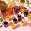Sureio 24 Pcs 30th Birthday Party Favors Shot Glass Necklaces Cups Bulk for Women Men Guests, Plastic Gold and Black Shot Necklace Cups for Birthday Anniversary Supplies