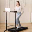 Standing Desk Adjustable Height, Mobile Stand Up Desks with Wheels Small Computer Desks Rolling Desk, Portable Laptop Desks Rustic Standing Table Sit Stand Home Office Desks 16"x31.5" Height 27"-43.5"