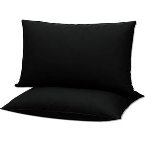 Gooeb Flat Ultra Thin Bed Pillows Standard Size Pillow Set of 2 Extra Soft Down Alternative for Stomach Back Sleeper Black 20x26inches