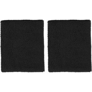 Extra Wide Athletic Soft Terry Cloth Sweat Wrist Band 2pc Set (One Size, Black)