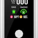 5in1 Plug in Carbon Monoxide Detector &Smoke & Combustible Natural Gas Detectors Combination Builti-in Backup Battery HD Screen [Smoke CO Gas Temp Humidity Sensor] for Home Travel (White)