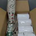Christmas To Go Coffee Cups with Lids 16 oz Insulated Cups, 100 Packs Hot Cup for Chocolate/Coffee/Tea/Water/Juice, Coffee Bar Accessories with Lid & Sleeve, Christmas Cups Disposable Supplies, 100 sets