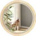 ULIKE Rattan Wicker Mirror for Bathroom, 24 Inch Boho Woven Decorative for Wall, Rustic Farmhouse Vanity Mirror, Round Rattan Mirrors for Living Room Entryway Bathroom Bedroom