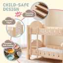 Freniland Wooden Doll Bunk Bed with Ladder & Bedding Two-Level Doll Bed Includes 2 Mattresses & 2 Pillows, Pretend Play Furniture for 18 Inch Dolls