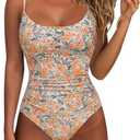 SUUKSESS Women One Piece Tummy Control Swimsuit Crisscross Backless Bathing Suit,M