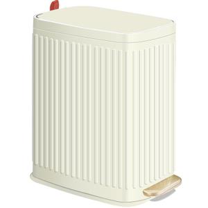 Small Bathroom Can with Air Freshener Soft Close Lid, 6 Liter/ 1.6 Gallon Stainless Steel Garbage Can with Removable Inner, Step Pedal, Slim Wastebasket for Bedroom, Toilet (Ivory White)