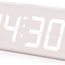 Wooden Digital Alarm Clock with Dual USB Charging Ports, DST, Dimmable, Snooze, Modern Large Time Display LED Clock for Kids Bedrooms, Living Room, Desk,Table, Bedside,Nightstand (White