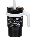 REDUCE 14 Oz Coldee Kids Tumbler with Lid and Straw - Coldee Insulated Travel Mug - Spill-Proof, Sweatproof Stainless Steel, BPA-Free - Includes Handle, Reusable Silicone Straw - Galaxy 